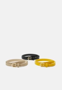Anna Field 3 Pack - Belt - Black/Yellow/Taupe