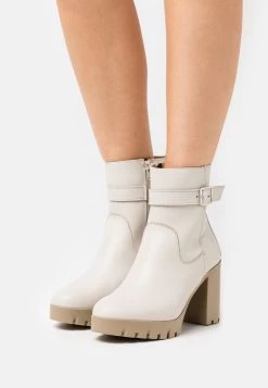 Leather - Platform Ankle Boots - Beige