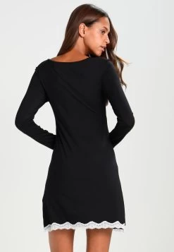 Anna Field Heidi Long Sleeves Viscose Nightdress - Nightie - Black -Anna Field dbbb3ef60df3468092f7b21fde501e66